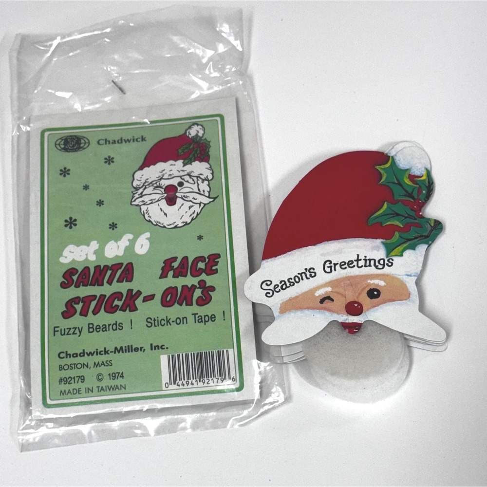Vintage Winking Santa Stickers: 1974 Chadwick Christmas Stick-ons